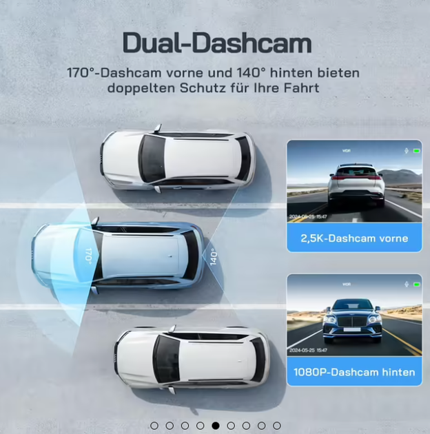 WOLFANG Dashcam 2.5K + 1080P Автомобильная камера, видеорегистратор с ночным видением, 170° угол обзора, WDR, парковочный режим - Фото 6 WOLFANG Dashcam 2.5K + 1080P Автомобильная камера, видеорегистратор с ночным видением, 170° угол обзора, WDR, парковочный режим - изображение 6