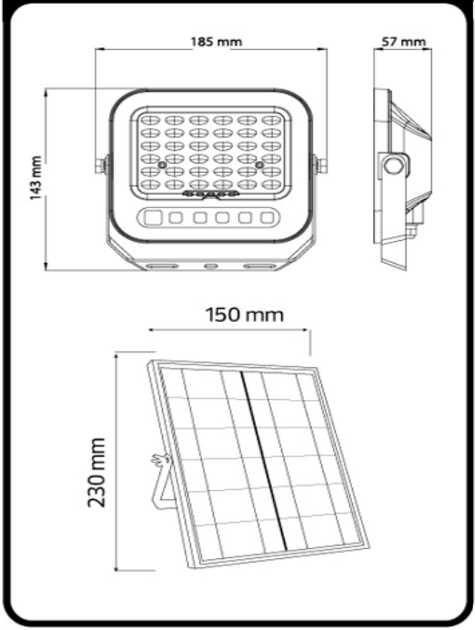 LED прожектор 50W с пультом Horoz Electric на солнечной батарее 3000K/4500K/6500K из ABS-пластика черный IP65 TIGER PRO-50 3CCT - изображение 2