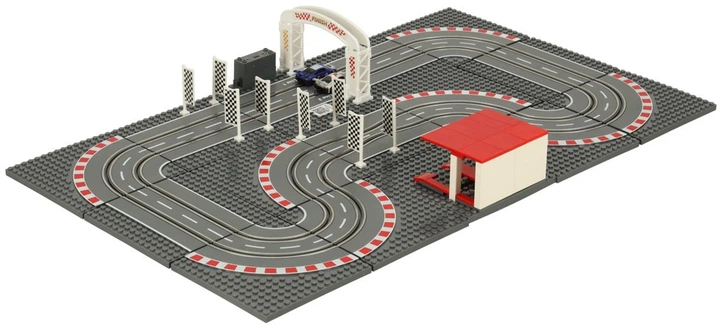 Tor samochodowy Ikonka wyscigowy policyjny elektryczny 2 auta autka kontrolery zakrety klocki konstrukcyjne GD-02 (KX3490_1) (5903039754614) - obraz 5