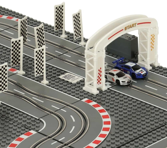 Tor samochodowy Ikonka wyscigowy policyjny elektryczny 2 auta autka kontrolery zakrety klocki konstrukcyjne GD-02 (KX3490_1) (5903039754614) - obraz 6