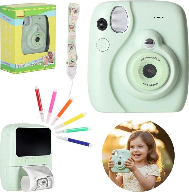 Дитяча камера миттєвого друку KIK Зелена KX2859_1 (5903039770256) - зображення 8