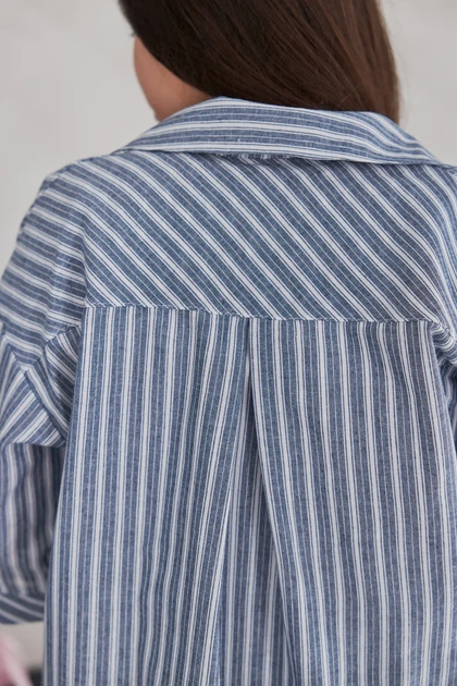 Костюм жіночий повсякдений-casual льон білий-синій 02-102 46р - изображение 3