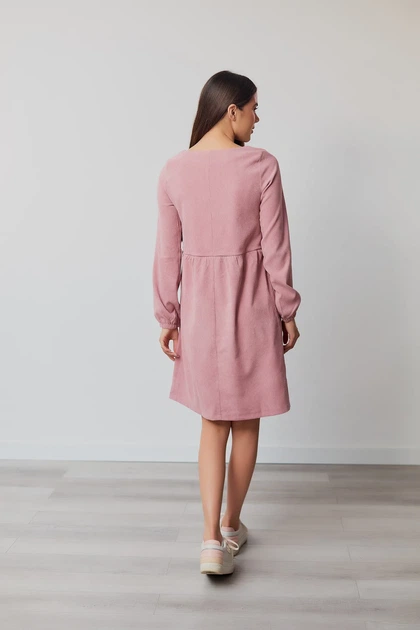 Сукня жіноча Estilo повсякденна-casual мікровельвет пудровий 01-203 42р - Фото 4 Сукня жіноча Estilo повсякденна-casual мікровельвет пудровий 01-203 42р - изображение 4