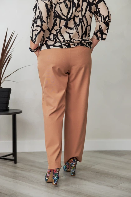Штани жіночі Estilo повсякденна-casual костюмка льон капучиновий 03-025 56р - изображение 2