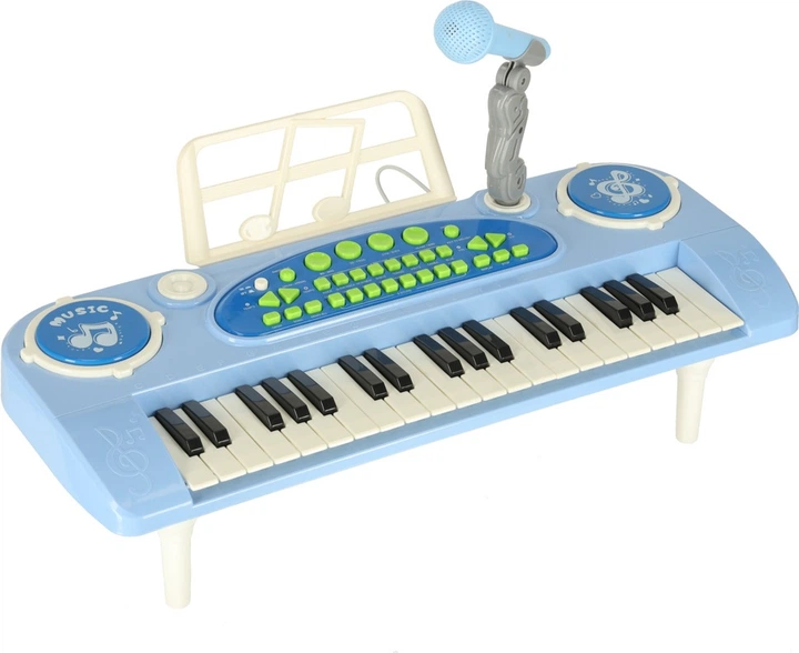 Keyboard muzyczny dla dzieci KIK z mikrofonem i statywem Niebieski KX3041 (5903039767676) - obraz 2