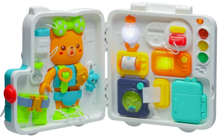 Сенсорна маніпуляційна дошка Ikonka Montessori Валіза з ручками Ведмедик XXL Світло Звук (KX3203) (5903039765290) - зображення 5