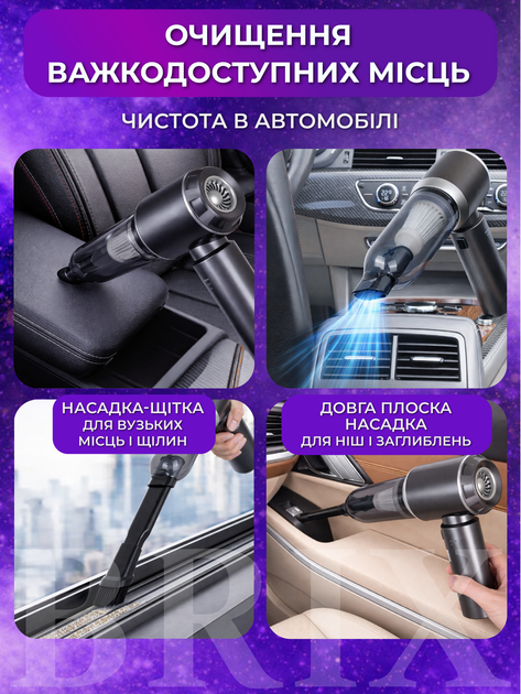 Пылесос автомобильный Серый 15 kPa 6000 mAh 3-в-1 с функцией выдува и вакууматора - изображение 10