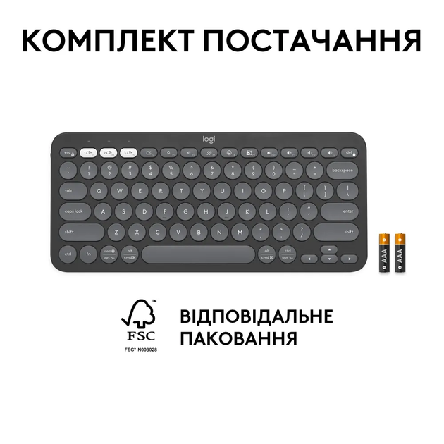 Клавіатура Logitech K380s Pebble Keys 2 Tonal Graphite (6915629) - Фото 6 Клавіатура Logitech K380s Pebble Keys 2 Tonal Graphite (6915629) - зображення 6