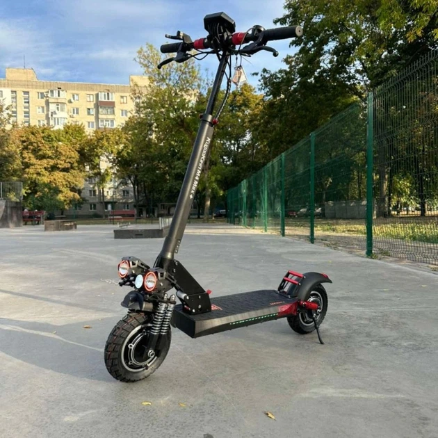 Электросамокат KUGOO M4 Max+ Plus NFC Key 2000W (Dual Motor) 23Ah с сиденьем, полный привод, складной, до 60–65 км/ч, запас хода до 70 км, 10" колёса, амортизация, дисковые тормоза, LED подсветка, LCD дисплей, NFC ключ чорный - изображение 3
