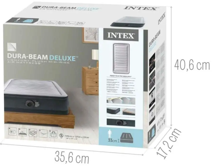 Надувная кровать Intex 67766 одноместная (99 х 191 х 33 см) встроенный электронасос - Фото 8 Надувная кровать Intex 67766 одноместная (99 х 191 х 33 см) встроенный электронасос - изображение 8