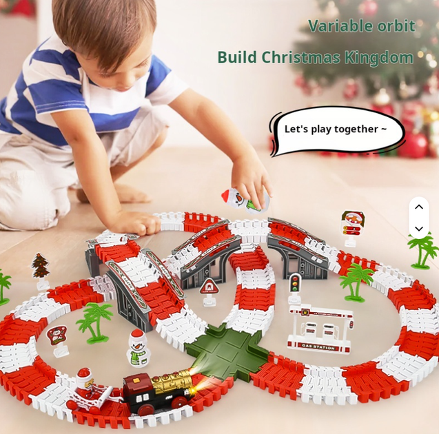 Дитяча залізниця з поїздом DIY Electric Railway Toy, різдвяний поїзд з рейками, іграшковий поїзд з треком - Фото 3 Дитяча залізниця з поїздом DIY Electric Railway Toy, різдвяний поїзд з рейками, іграшковий поїзд з треком - зображення 3