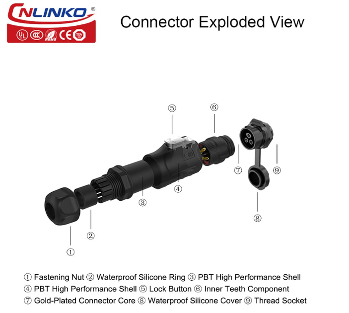 Водонепроницаемый Круглый Промышленный Разъем CNLINKO LP-16 IP68 M16, 7 Контактов, Быстрое Подключение, Авиационный Разъем, PBT Пл - Фото 2 Водонепроницаемый Круглый Промышленный Разъем CNLINKO LP-16 IP68 M16, 7 Контактов, Быстрое Подключение, Авиационный Разъем, PBT Пл - изображение 2