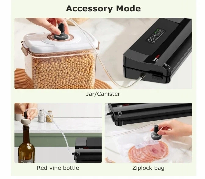 Вакуумный упаковщик Bonsenkitchen VS1900 125 Вт — бытовой вакууматор для сухих и влажных продуктов с режимом запаяния - Фото 5 Вакуумный упаковщик Bonsenkitchen VS1900 125 Вт — бытовой вакууматор для сухих и влажных продуктов с режимом запаяния - изображение 5