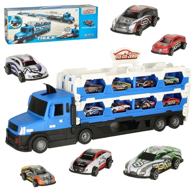 Автотранспортер KIK Автовоз складний з машинками 10 шт Синій (5903039751279) - зображення 9