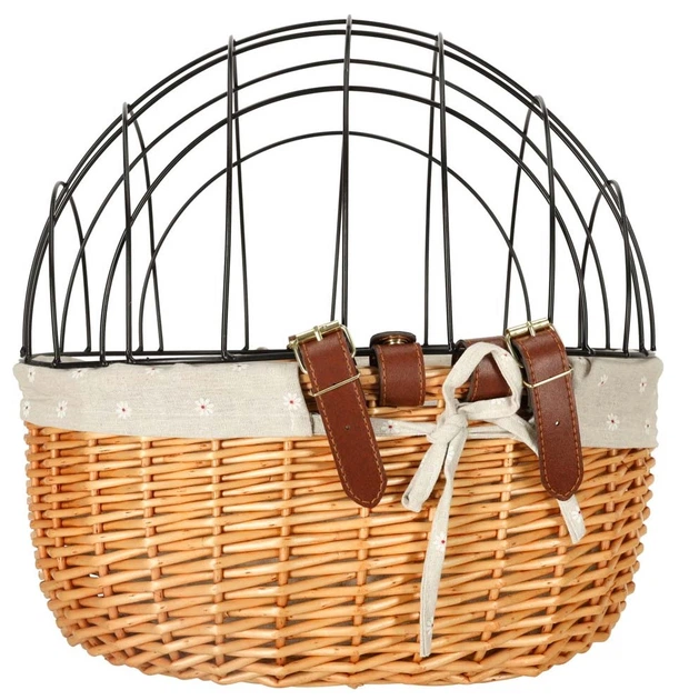 Kosz rowerowy Ikonka wiklinowy z metalową kratką transporter dla kota lub psa KX3947 (5903039748187) - obraz 4