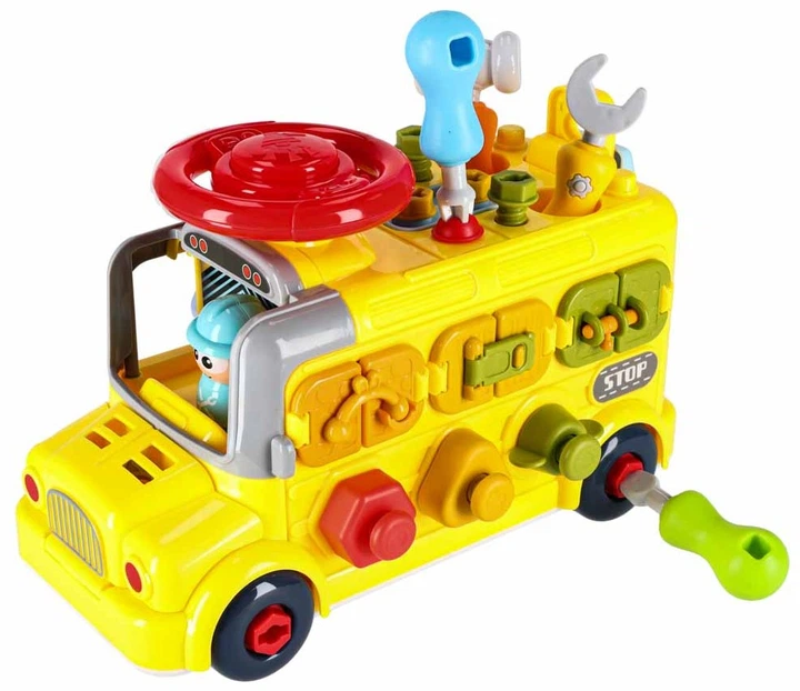 Zabawka edukacyjna Ikonka Autobus manipulacyjny do skręcania 6 w 1 + śrubki i śrubokręty (KX2880) (5903039770065) - obraz 8