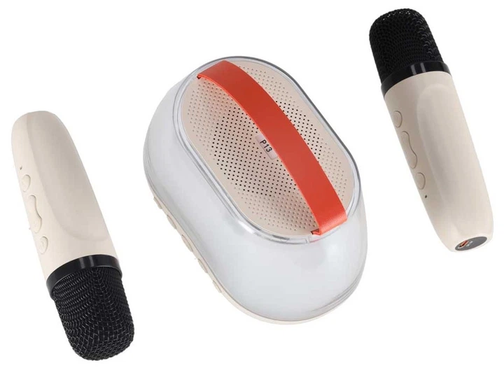 Zestaw do karaoke Ikonka głośnik Bluetooth LED RGB 2 mikrofony USB (KX2860) (5903039770218) - obraz 5