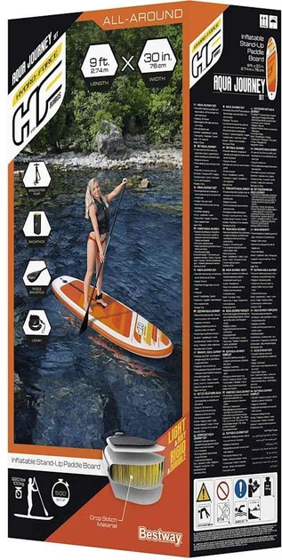 Kajak dmuchany Bestway Hydro-Force SUP Board Aqua Journey Set 274x76x12 cm  (65349) - obraz 6