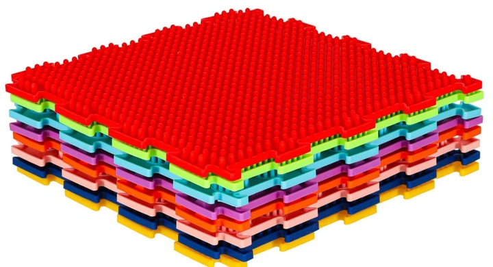 Mata puzzle Ikonka Montessori do masażu stóp 8 elementów Kolorowa (KX3171) (5903039765702) - obraz 1