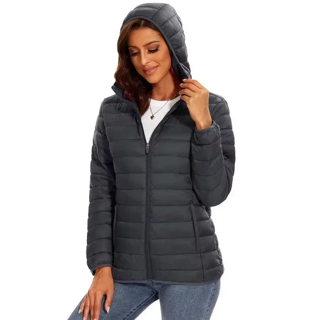 Женская легкая демисезонная куртка черная 2XL - изображение 6