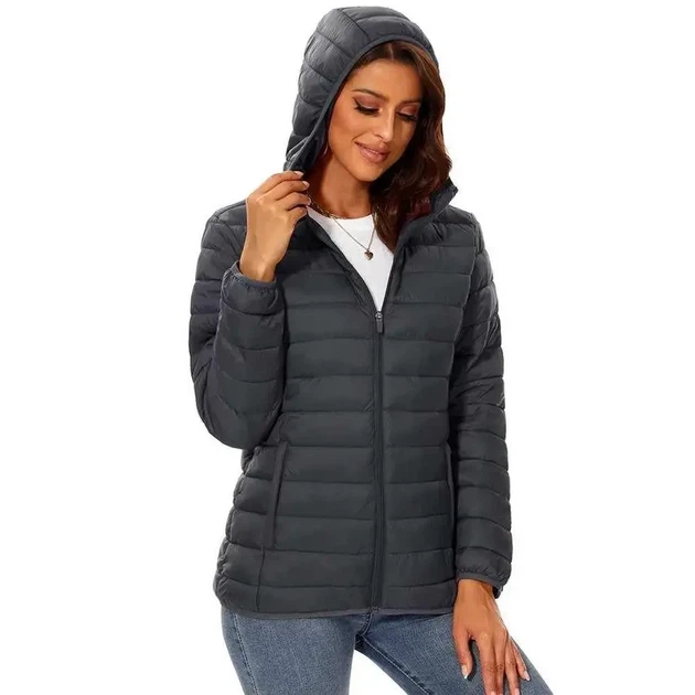 Женская легкая демисезонная куртка черная 2XL - изображение 7