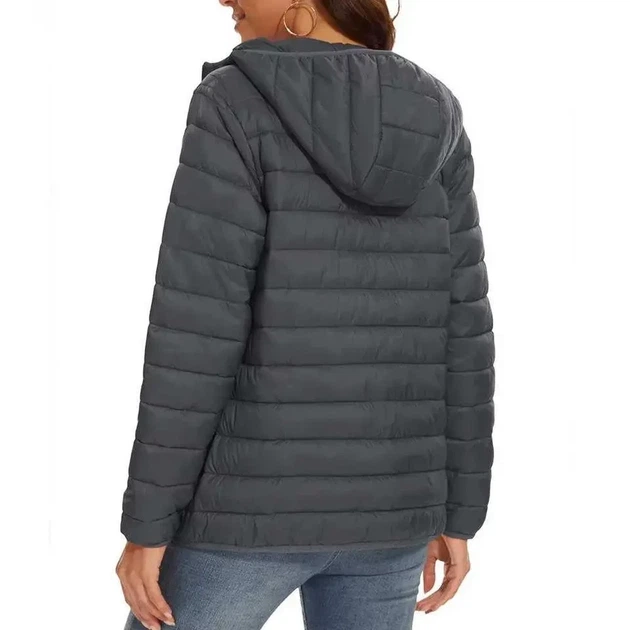 Женская легкая демисезонная куртка черная 2XL - изображение 8