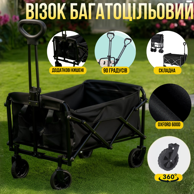 Тележка складная для перевозки вещей и продуктов объём 67 л,многоцелевая для магазина,кемпинга,транспортировки и хранения ERK-501 - Фото 1 Тележка складная для перевозки вещей и продуктов объём 67 л,многоцелевая для магазина,кемпинга,транспортировки и хранения ERK-501 - изображение 1