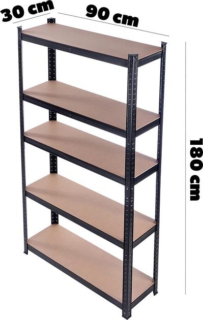 Regał metalowy Kadax Gien 5-poziomowy  875 kg Czarny K9112 (5903699484654) - obraz 8