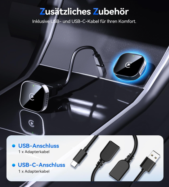 Бездротовий CarPlay адаптер для iPhone, перетворює Wired CarPlay на Wireless, Mini USB, Plug & Play, швидке та стабільне з’єднання - Фото 4 Бездротовий CarPlay адаптер для iPhone, перетворює Wired CarPlay на Wireless, Mini USB, Plug & Play, швидке та стабільне з’єднання - зображення 4