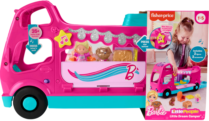 Toczące się zabawka Mattel Fisher-Price Little Dreamcamper Barbie Little People HYR85 (194735254637) - obraz 2
