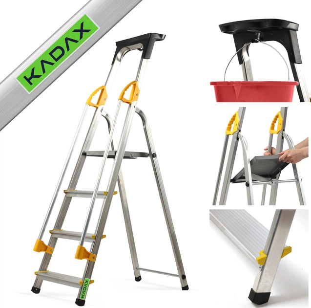 Drabina aluminiowa Kadax Bykle z podestem 4 stopnie 150 kg K4419 (5903699435069) - obraz 2