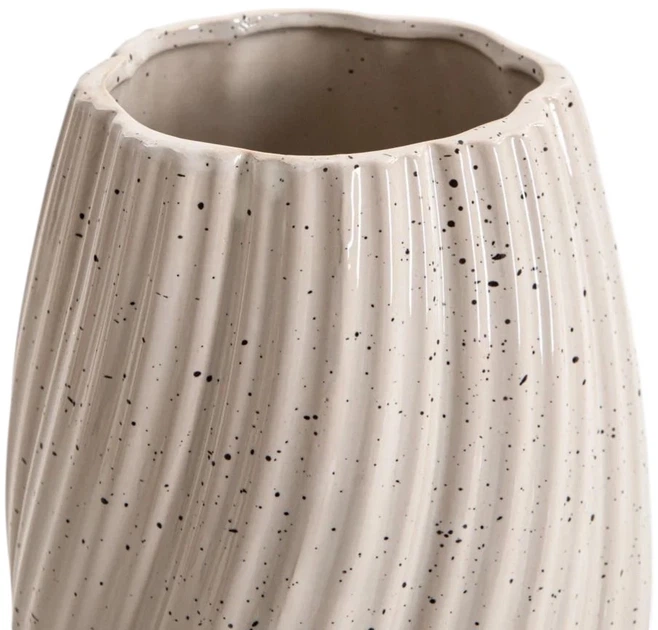 Wazon Homla Nario ceramiczny zakręcony w drobne kropeczki ecru 14x14x24,5 cm (5906496765469) - obraz 2