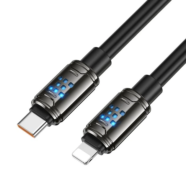 Дата кабель Hoco U143 Joy Type-C to Lightning 27W (1.2m) Black - Фото 3 Дата кабель Hoco U143 Joy Type-C to Lightning 27W (1.2m) Black - зображення 3