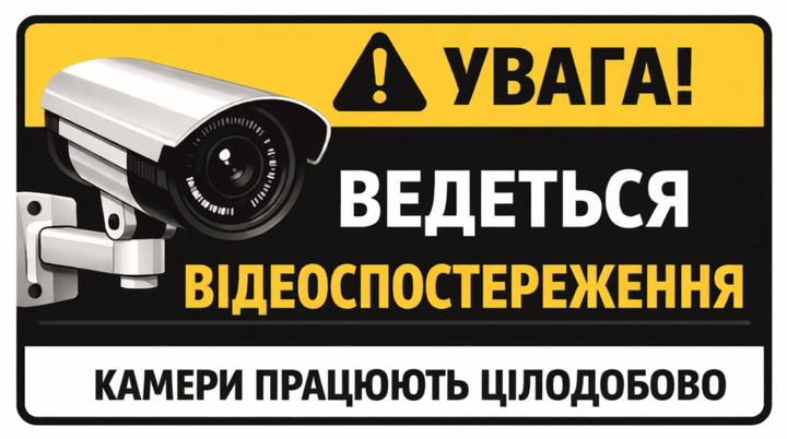 Наклейка “Ведется видеонаблюдение” 16×9 см, УФ печать, виниловая пленка - Фото 1 Наклейка “Ведется видеонаблюдение” 16×9 см, УФ печать, виниловая пленка - изображение 1