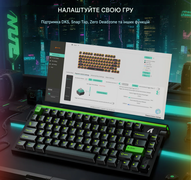 Клавіатура ігрова магнітна attack shark r85 he, black - зображення 7