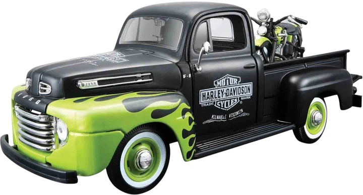 Набір моделей Maisto Ford F-1 і мотоцикл Harley-Davidson FL Panhead 1948 1:24 Чорно-зелений MST32171 (090159321712) - зображення 4