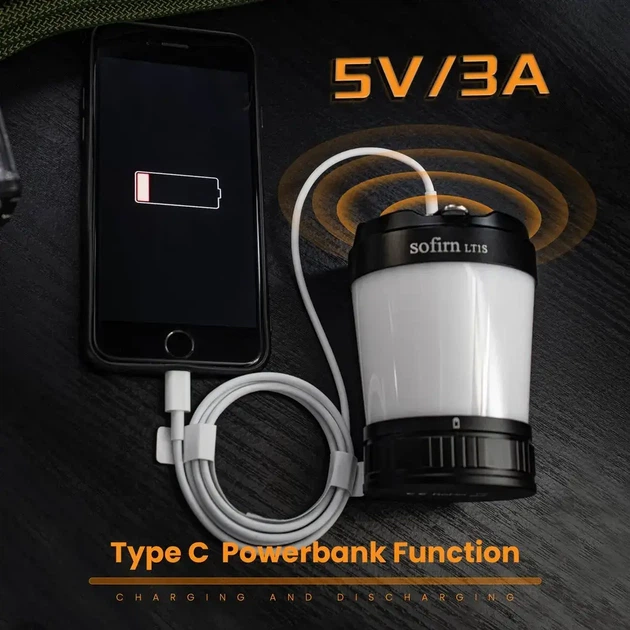 Кемпинговый фонарь Sofirn LT1S с красным светом, USB Type-C, 500lm, IPX8, 21700, Power Bank - Фото 5 Кемпинговый фонарь Sofirn LT1S с красным светом, USB Type-C, 500lm, IPX8, 21700, Power Bank - изображение 5