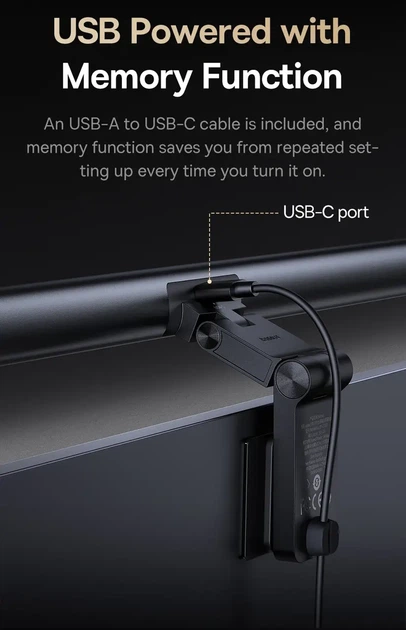 Лампа для монітора Baseus i-Wok 3 з асиметричним світлом (магнітна) Usb Type-C - зображення 5