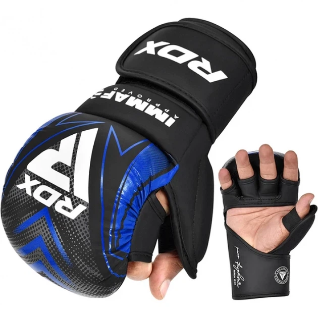 Рукавички Для MMA RDX IMMAF Approved Shooter Grappling Gloves Чорно-Синій L (GSR-IMF-1U-L) - Фото 3 Рукавички Для MMA RDX IMMAF Approved Shooter Grappling Gloves Чорно-Синій L (GSR-IMF-1U-L) - изображение 3