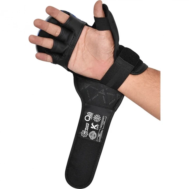 Рукавички Для MMA RDX IMMAF Approved Shooter Grappling Gloves Чорно-Синій L (GSR-IMF-1U-L) - Фото 4 Рукавички Для MMA RDX IMMAF Approved Shooter Grappling Gloves Чорно-Синій L (GSR-IMF-1U-L) - изображение 4