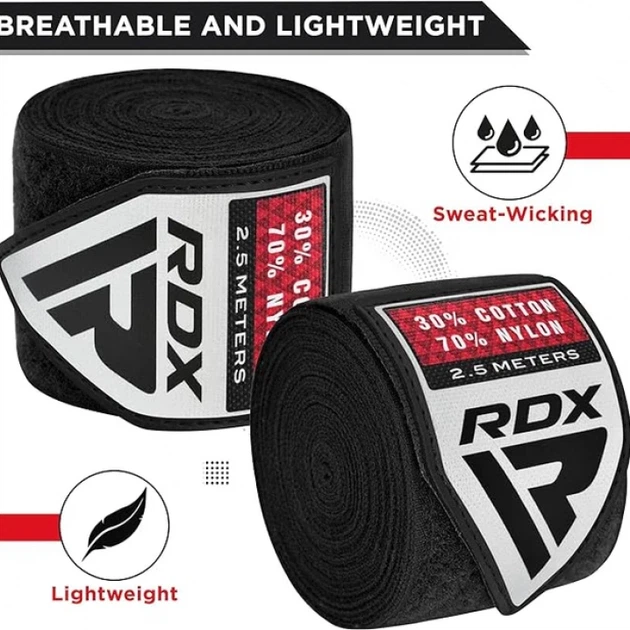 Бинти RDX RB New Professional Boxing Hand Wraps Чорний MISC (HWC-B+) - изображение 3