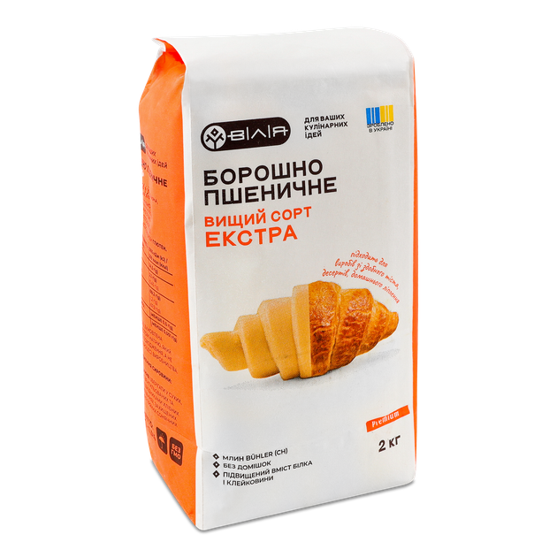 Борошно пшеничне "ВІЛІЯ" вищий сорт "Екстра" 2 кг. - Фото 1 Борошно пшеничне "ВІЛІЯ" вищий сорт "Екстра" 2 кг. - зображення 1