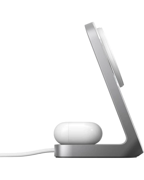 Беспроводное зарядное устройство Nomad Stand One Qi2 25W 2-в-1 (Silver) - изображение 4