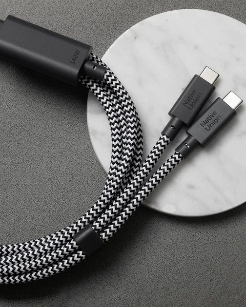Кабель Native Union Belt USB-C на 2xUSB-C 140W (Zebra) (2 м) - изображение 2