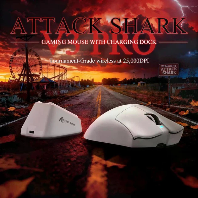 Ігрова миша ATTACK SHARK V3 PRO 55g (PAW3311, 22 000 DPI, Bluetooth/2.4G/USB-C, RGB Білий - Фото 3 Ігрова миша ATTACK SHARK V3 PRO 55g (PAW3311, 22 000 DPI, Bluetooth/2.4G/USB-C, RGB Білий - зображення 3