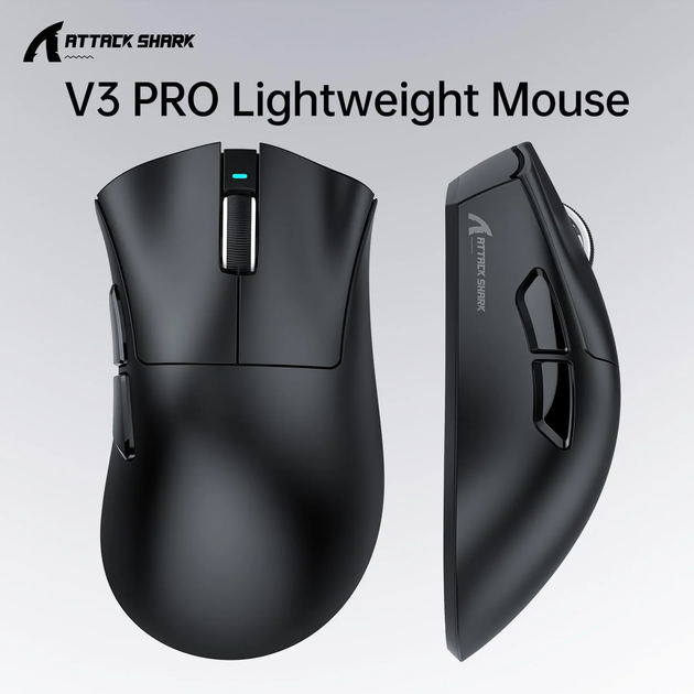Ігрова миша ATTACK SHARK V3 PRO 55g (PAW3311, 22 000 DPI, Bluetooth/2.4G/USB-C, RGB Чорний - Фото 2 Ігрова миша ATTACK SHARK V3 PRO 55g (PAW3311, 22 000 DPI, Bluetooth/2.4G/USB-C, RGB Чорний - зображення 2
