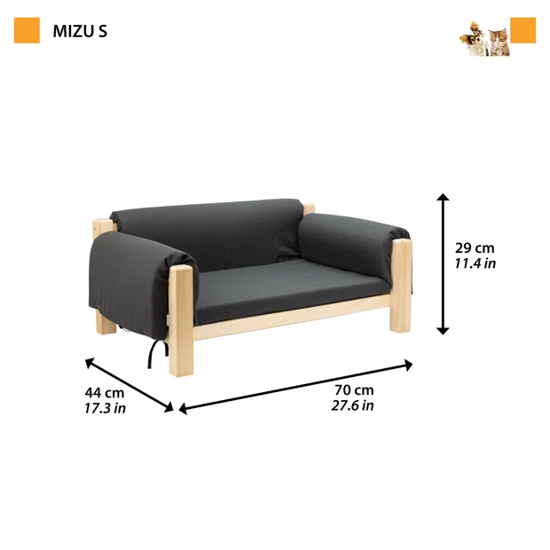 Диван-лежак для собак и кошек с хлопковым матрасом 70 x 44 x h 29 cm DOG&CAT BED MIZU S (A-048238) - изображение 2