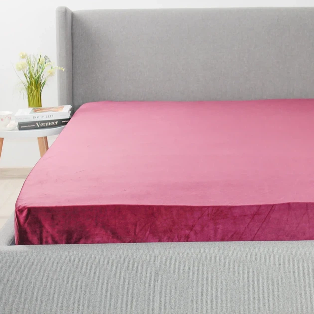Простыня на резинке 160×200 ТЕП VELOUR бордовая, велюр 200 г/м² - изображение 2