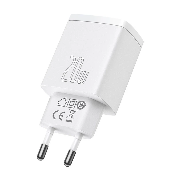 Сетевое зарядное устройство Baseus Compact QC 20W USB-C | USB-A White (CCXJ-B02) - изображение 4