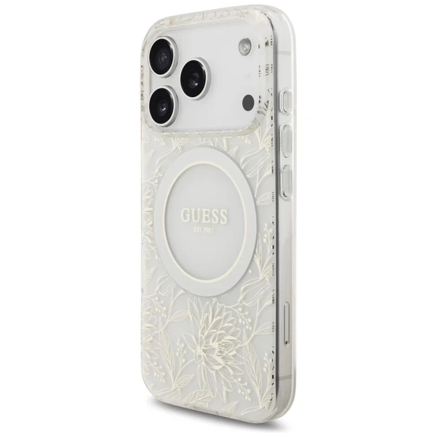 Чохол Guess IML Flowers Electro Pearl Strap для iPhone 17 Pro White with MagSafe (GUHMP17LHCPOFPH) - зображення 3